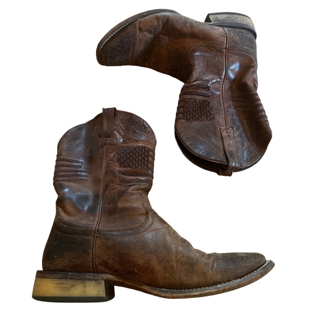 Ariat Brown Leather Sport Patriot Western Square Toe Boots Men's 11.5‎